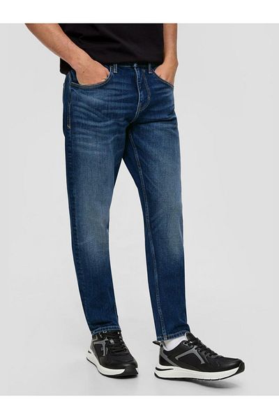 QS by s.Oliver Men's Jeans, Shawn, Mid-rise, Regular Fit, Tapered Leg, , Dark Blue