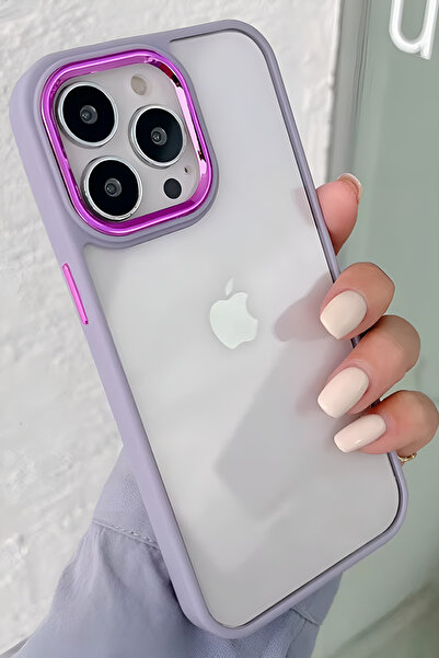 Ceponya Iphone 12 Pro Max Uyumlu Akrilik Kaplama Şeffaf Renkli Lens Koruma Çe...