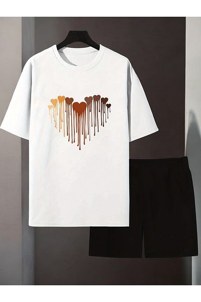 uyguntarz Σετ σορτς Unisex Melting Heart με εμπριμέ σχέδιο