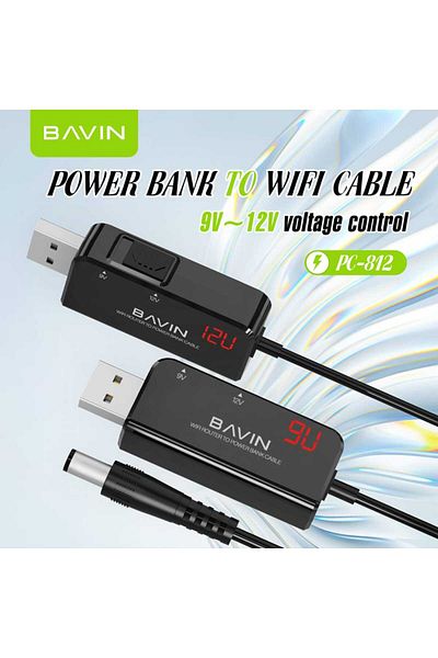 Bavin USB Router Adapter for Connecting Router to Wall Charger, Car Charger, Power Bank DC 5V to 9V/12V 1m