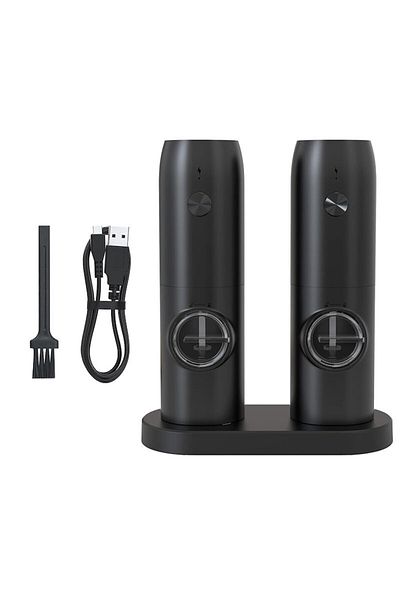 NEXTLY Set 2 Rasnite Electrice Cu Stand De Incarcare , Pentru Sare, Piper Si Alte Condimente