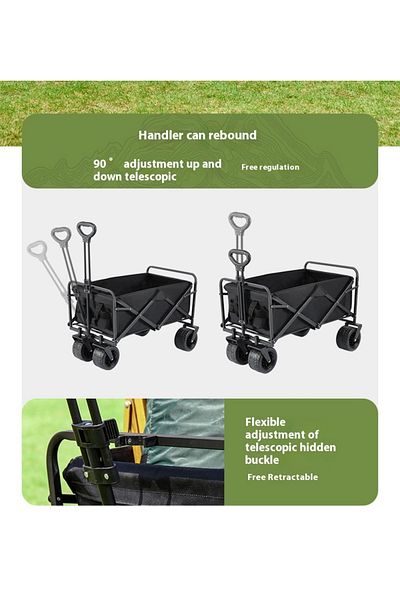 fulina Multifunctional folding outdoor cart,600D Oxford cloth,adjustable handle,suitable for camping,black