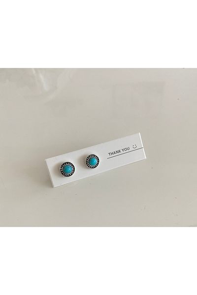 BaublesNme Turquoise(Firuze) Round Earrings,Stone Jewelry,For Women