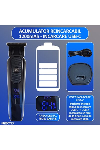 NEXTLY Professional Hair Clipper, , With Battery, 1200mah, 2 Speeds, Digital Display