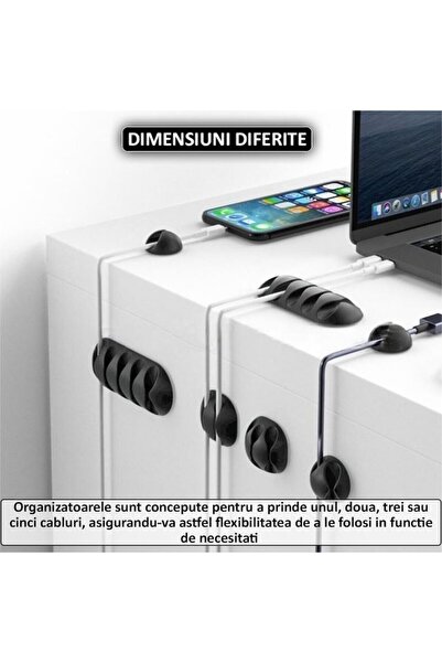 NEXTLY Set of 10 X Cable Organizers, 5 Sizes, Self-Adhesive Holders for Various Types