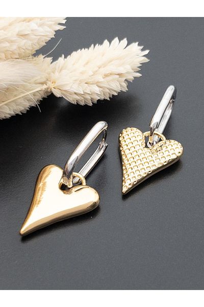 Siya Silver Double Sided Curved Heart Earrings - Two Colors