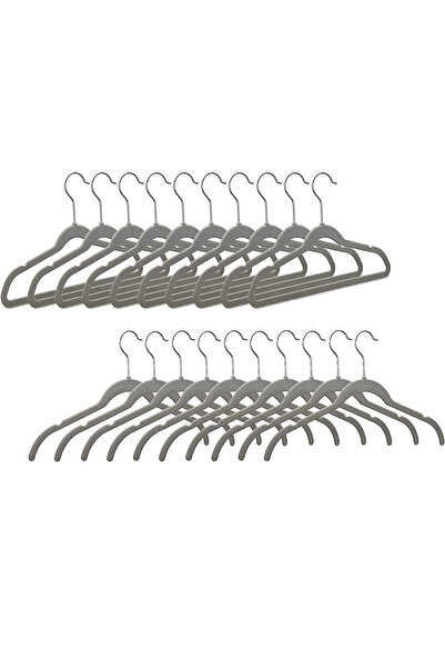 Relaxdays Set de umerașe pentru pantaloni îmbrăcate în velur, 20 de bucăți, gri