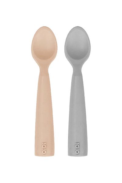 OiOi Food Spoon Bubble Beige / Powder Gray