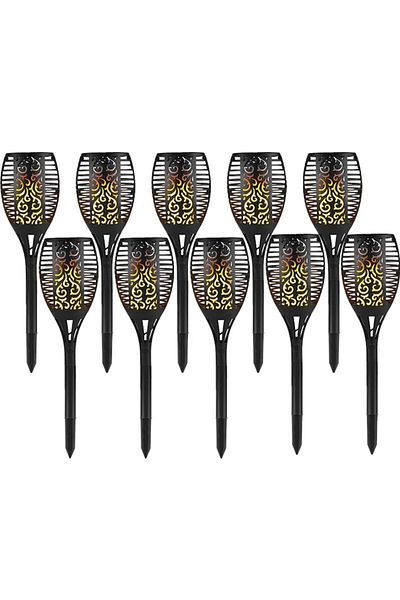 NEXTLY Set 10 X Lampa Solara De Exterior Tip Torta Cu Efect De Flacara , Decorativa, Senzor