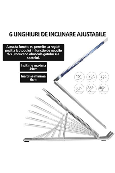 NEXTLY Laptop/tablet Stand for Desk, Height Adjustable - 6 Tilt Angles