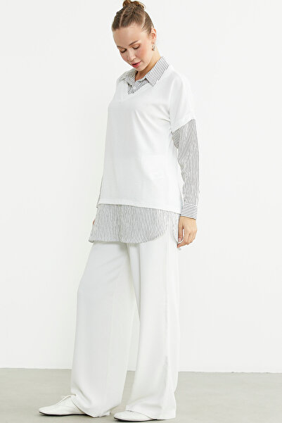 Sementa Bluz Kombinli Oversize Gömlek - Siyah