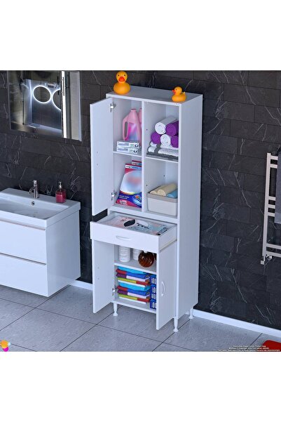 Modilayn CEVHER MUTFAK 3 Kapaklı Tek Çekmeceli Çok Amaçlı Mutfak Dolabı Beyaz