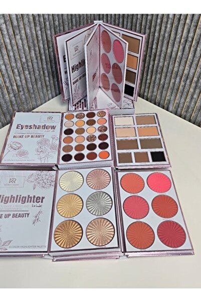 Kerry Rose طقم مكياج 6 في 1 من كيري روز يتكون من أحمر خدود - إضاءة - ظل عيون - مصحح حواجب - بودرة وجه - كنتور