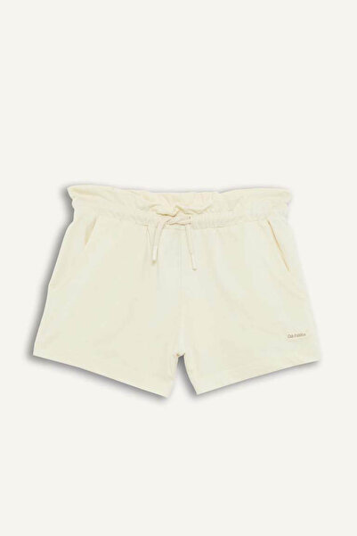 DeFacto Pantaloni scurți pentru fetiță cu imprimeu Ecru cu talie elastică A24...