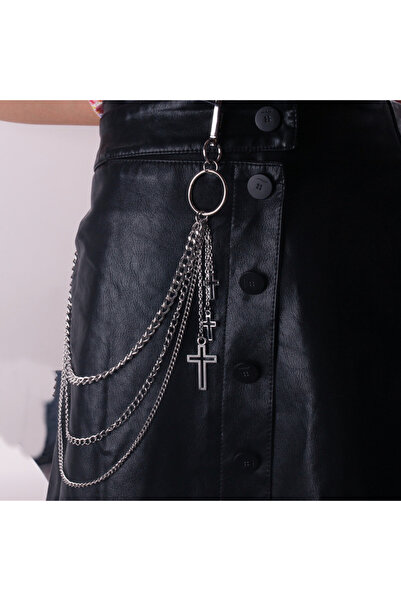 Choice Silver Style I Vintage Long Metal Rock Trousers Hipster Pant Jean Keyc...