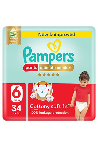 Pampers Ultimate Comfort Pants Diapers, Size 6, 16+kg, Super Saving Pack, 34 pcs