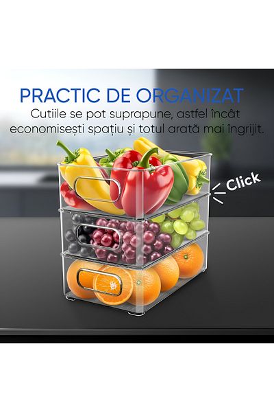 Köken Koken Storage Box, for fridge/office/kitchen, can be stacked, transparent, 25.5x15x7.5 cm