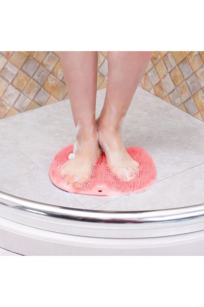 MACVI Covoras Masaj Picioare Macvi® pentru Dus sau Baie, Din Silicon Antiderapant, Roz, 30 x 25 cm