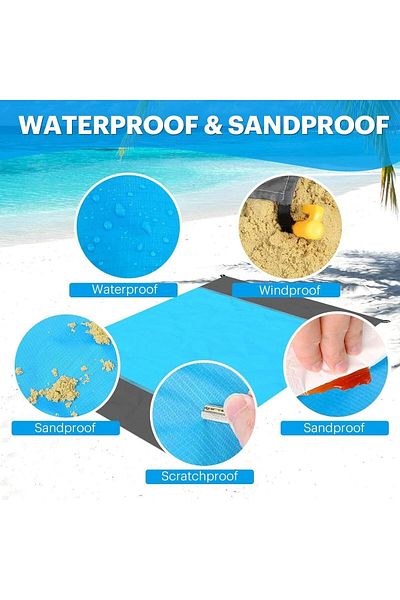 fulina Beach Blanket Sandproof Oversized, 78.8×82.7 inch,Foldable and Lightweight,With stakes,carabiner