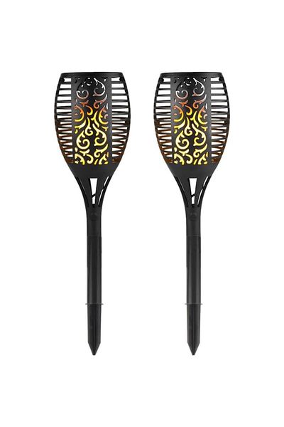 NEXTLY Set 2 X Lampa Solara De Exterior Tip Torta Cu Efect De Flacara , Decorativa, Senzor