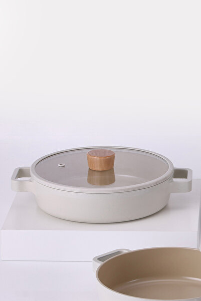 NEOFLAM 20cm Beige Fika Glass Lid Aluminum Pan