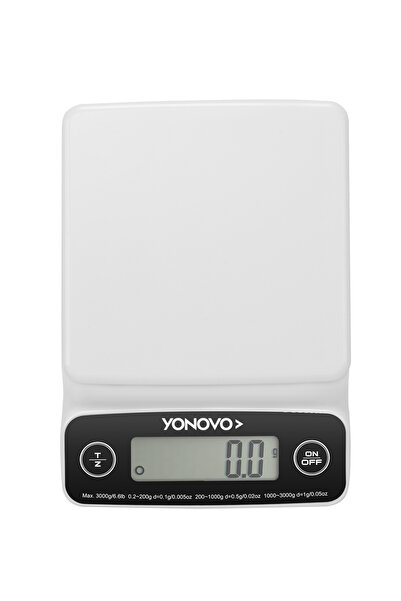 Lawazim Yonovo Square Kitchen Scale - White, 3kg LCD Digital Food Scale 0.1g Accuracy, Tare Function
