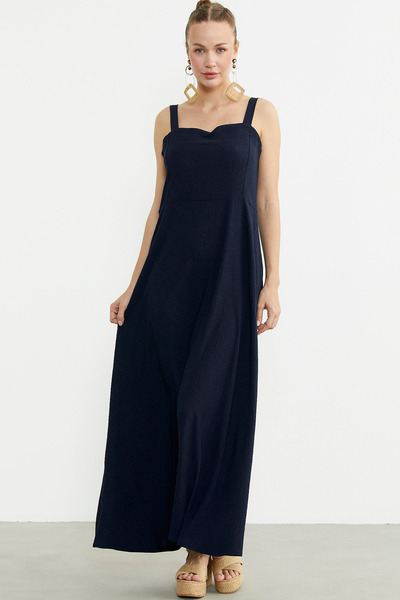 Sementa Довга сукня з тонким бретельками - темно-синя