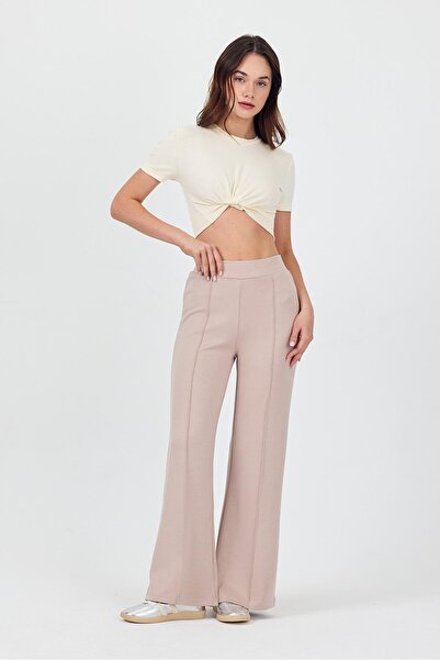 yakamor material elastic Viscose pentru femei, cu vipușcă picioare largi în partea de jos