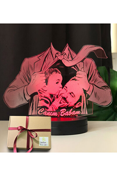 Genel Markalar Babalara Özel Takım Elbiseli Resimli 3d Led Gece Lambası