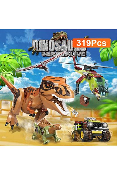 Miniso NO BOX FC3720 Jurassic Dinosaur T-Rex Truck Model Building Blocks Indominus Rex Dino World Set With