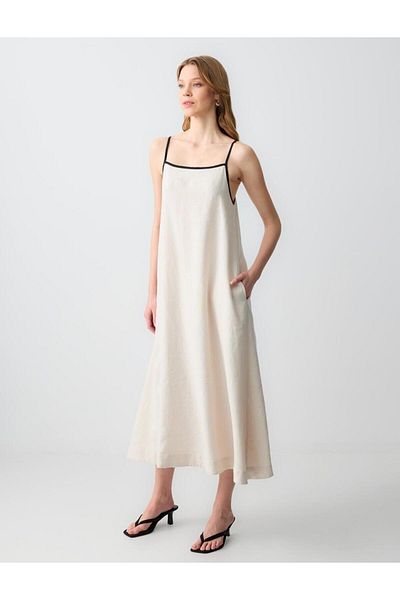 Jimmy Key Stone Loose Halter Neck Linen Dress
