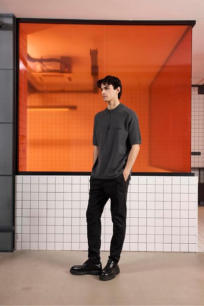 GMG FIRENZE Stand Collar Knit Detailed Knitwear Men's Sweater