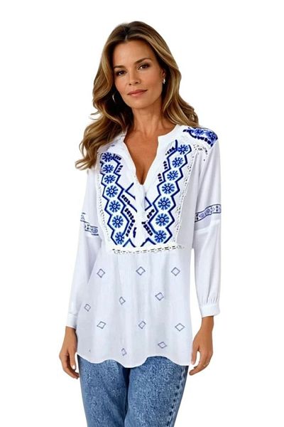 rody's forever Ladies' blouse type RDB2, snow white/navy blue