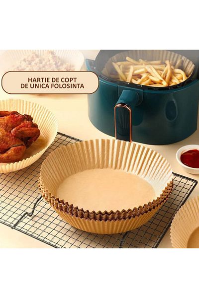 NEXTLY Set 100 De Bucati Hartie De Copt Pentru Air Fryer, Cuptor Cu Microunde, Friteuza, Unica