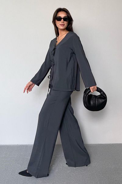 Seeh Smoked Front Tie-Up Bottom Top Set Sh240