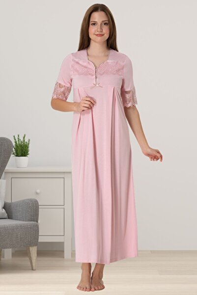 ByLohusa Cămașă de noapte de maternitate Effortt roz cu mânecă scurtă