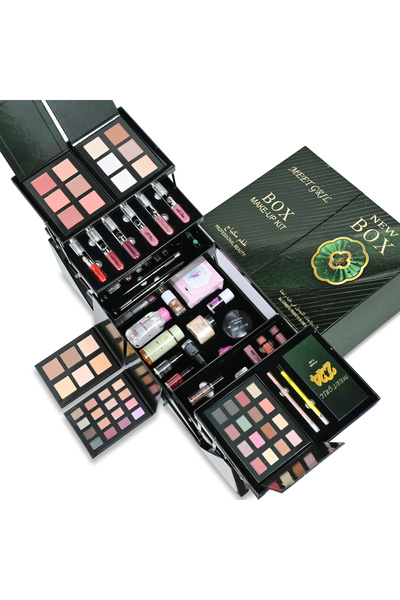 MEETGRIL بوكس مكياج متكامل Meet Girl بعلبة فاخرة – ظلال عيون + أحمر شفاه + أحمر خدود + بودرة وجه بلمسة نهائية