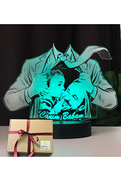 Genel Markalar Babalara Özel Takım Elbiseli Resimli 3d Led Gece Lambası