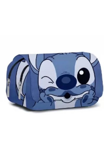 BANDAI E Stitch Fully Printed Flap Pen Bag Stationery Box Pencil Case Primary And Secondary School Student.