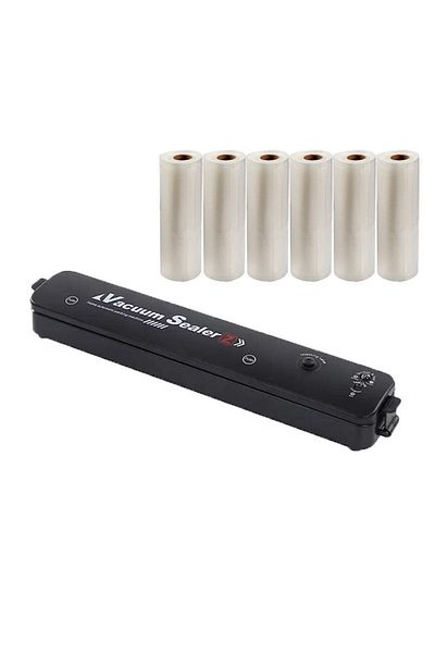 NEXTLY Set Aparat De Vidat Si Sigilat Cu Vacuum Si 6 Role Pungi Pentru Vidat 500x15cm , Pentru
