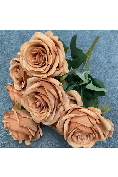 Choice caramel 9 Artificial flowers simulation 9 head rose bouquet wedding wedding decoration artificial fl