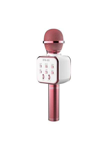MACVI Macvi® DS878 Karaoke Microphone, Metallic, Quality Sound, Memory Card Playback, Pink