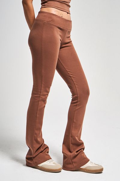 its basic Γυναικείο Καφέ s5-81 Slim Fit Super Flexible υφασμάτινο παντελόνι Flare Fit