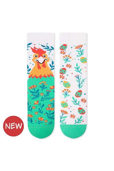 Pirin Hill Cotton Socks Arty Socks White Easter Chicken