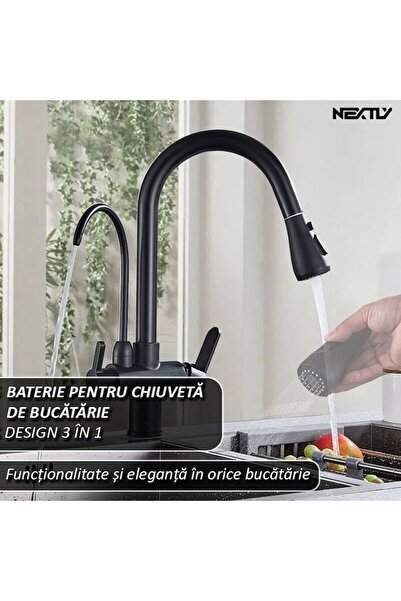 NEXTLY Multifunctional Sink Mixer, Swan Type, Double, Extendable and Retractable Head