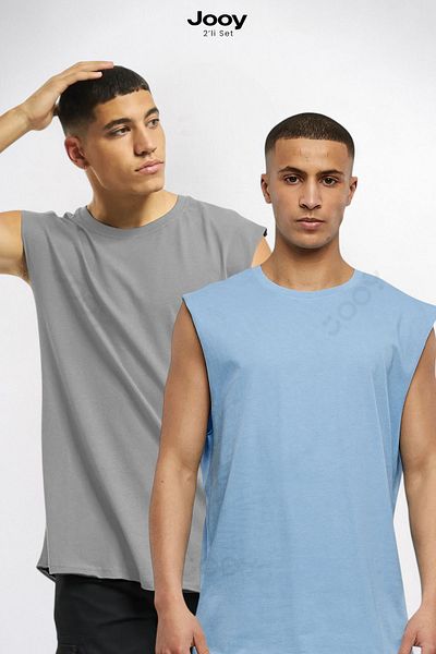 Jooy Campaign Set of 2 Men's Training Athlete Oversize Sleeveless T-Shirt
