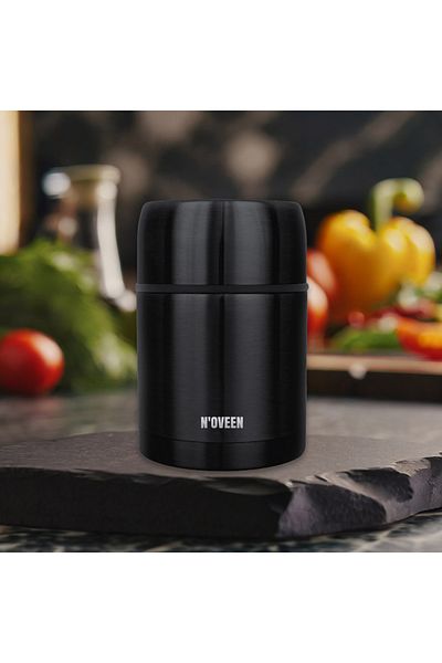 Noveen Thermos For Soup/Food Tb945 600ml, Double Wall, Stainless Steel, Carrying Case, Black