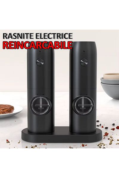 NEXTLY Set 2 Rasnite Electrice Cu Stand De Incarcare , Pentru Sare, Piper Si Alte Condimente