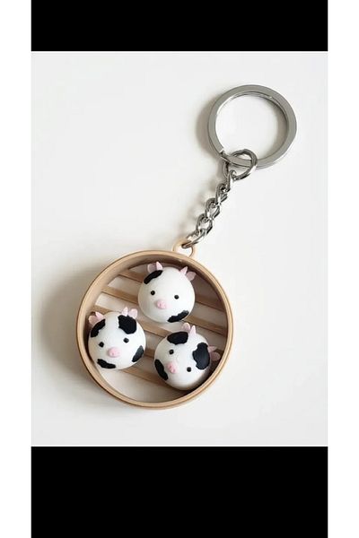 Wuun Store Cute Cow Keychain