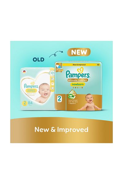 Pampers Ultimate Comfort Taped Diapers, Size 2, 3-8kg, Giant Pack, 108 pcs